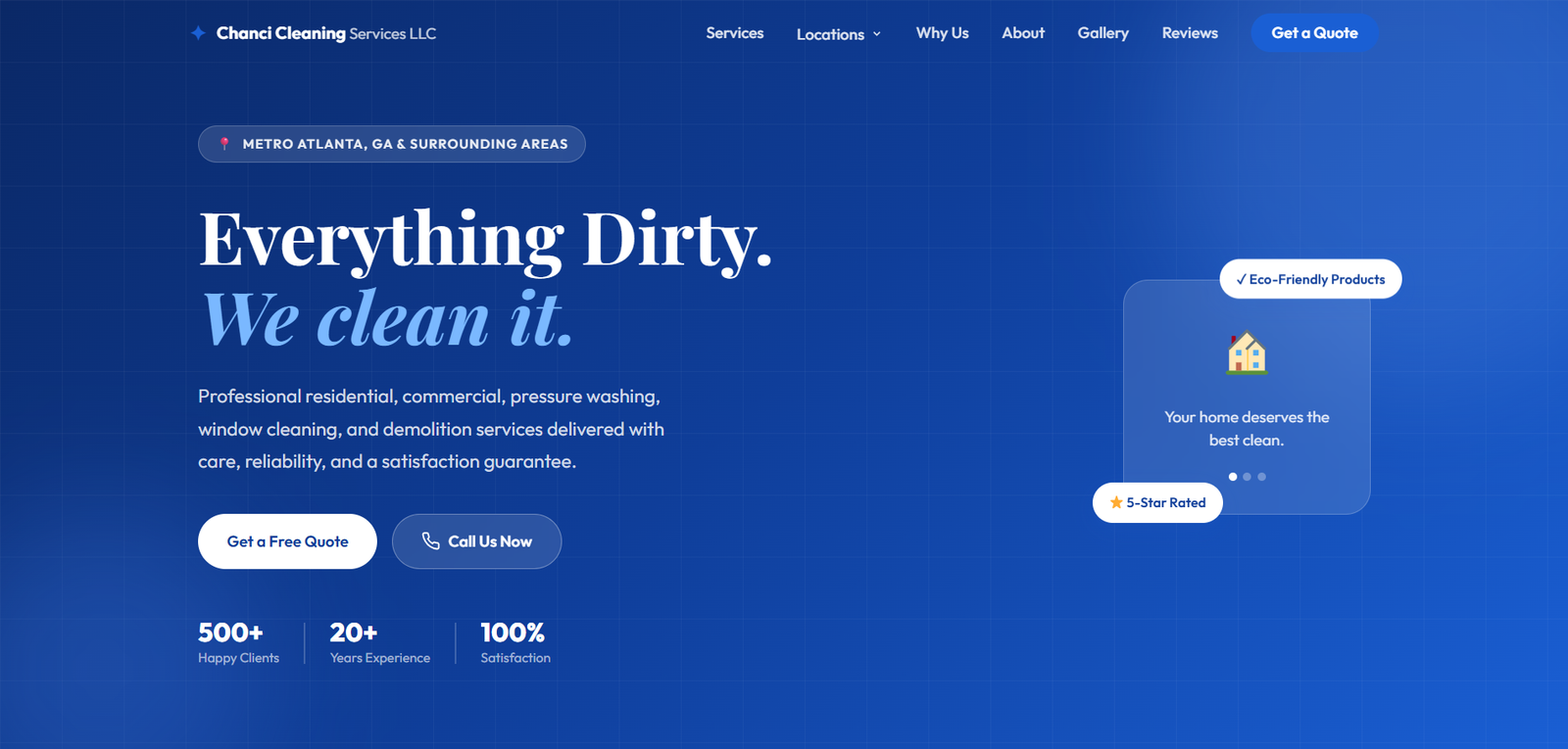 Chanci Cleaning Services website preview
